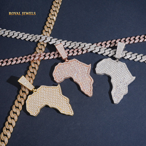 Collar con Colgante de Mapa de África, Chapado en Oro, Acero Inoxidable, Incrustaciones de Cristal, Cadena de Eslabones, Joyería Hip Hop Unisex, Regalo - Product Image 6
