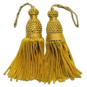 Chaîne de strass en fil tissé durable de haute qualité avec franges et pompons pour vêtements, textiles de maison et fournitures de remise de diplôme - Product Image 1