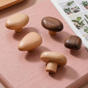 <b>Pebble</b> Shape Wooden Cabinet Knobs Organic Stone Inspired Drawer Pulls Handmade Modern Wood Handles Smooth River Rock Durable - Product Image 1