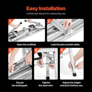 Échelle escamotable portable en acier allié, capacité de charge réglable de 400 lb, plateforme de travail pliable à 3 positions, haute visibilité pour échafaudage - Product Image 6