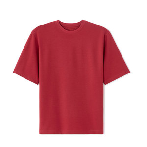 เสื้อยืดโอเวอร์ไซส์ยูนิเซ็กซ์ สีดำล้างสี สไตล์ฮอร์ร์ริงกรันจ์ สตรีทแวร์ เสื้อยืดคอกลมแขนสั้นผ้าคอตตอนเจอร์ซีย์สีแดงล้วนสำหรับผู้ชาย สไตล์ลำลอง - Product Image 1
