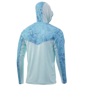 Sweat à capuche de pêche pour hommes adultes, grande taille, manches longues, UPF 50, anti-UV, imprimé par sublimation, motif bleu uni, veste pull - Product Image 5
