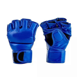 Rahsal Industries Blue Half Finger MMA <b>Gloves</b> for Kick Boxing Martial Arts Training Unisex Leather Material for Closure - Product Image 4