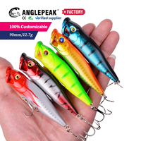 Leurre de pêche artificiel dur de surface 90mm 12.7g en ABS pour eau salée et eau douce, idéal pour la pêche au Snakehead et au Bar.