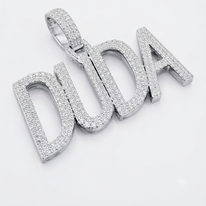 SHRAMAN DIAMOND Collar con colgante de letra inicial personalizable de plata 925 con incrustaciones de diamantes, moissanita y chapado en oro, estilo Hip Charms - Product Image 1
