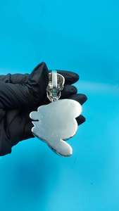 Colgante de Plata de Ley 925 con Moissanita VVS y Esmeralda de Corte Redondo, Diseño de Calavera, Personalizable con Nombre y Letra, Estilo Hip Hop, Especial de Halloween - Product Image 5