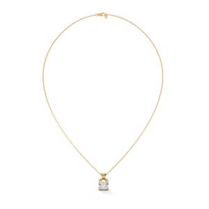 Lab Grown Diamond <b>Pendant</b> 14K <b>Solid</b> <b>Gold</b> Round Brilliant Charm Four Prong Necklace for Gift and Party - Product Image 3