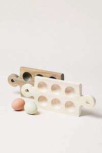 Classic Premium <b>Eco</b>-Friendly Wooden <b>Egg</b> Storage Rack Handle Dishwasher Freezer Safe for Fresh Chicken <b>Eggs</b> Farmhouse Kitchen - Product Image 3