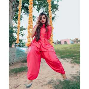 Vêtement respirant à imprimé feuille d'aluminium rose rubis, coupe ample, pour usage quotidien, taille XS - Product Image 2