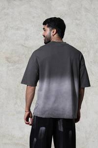 T-shirt délavé effet soleil dégradé personnalisé de haute qualité 2026, 100 % coton, coupe ample à épaules tombantes pour homme - Product Image 4