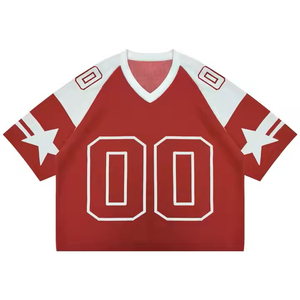 Maillot de football personnalisé OEM pour homme, à rayures, manches courtes, en maille tricotée, avec impression de lettres, en coton, vêtements de sport, numéro personnalisé - Product Image 1