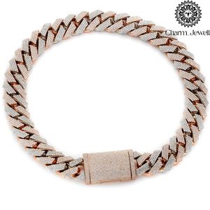 Collier pour homme en argent avec moissanite, plaqué or 14 carats, chaîne à maillons boule, style hip-hop, taille brillante, micro-incrustation IGI - Product Image 2