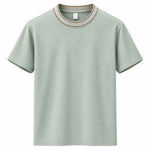 T-shirt décontracté d'été pour homme, couleur unie, col rond, manches courtes, avec logo personnalisé sur le devant, tissu polyester, coupe classique, taille 5XL - Product Image 1