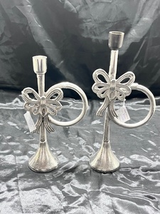 Sonnet Decor <b>Silver</b> Floral Design Handmade Aluminum <b>Candlestick</b> Holder for Home Decoration Christmas Durable Craft - Product Image 3