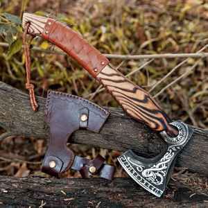 Hache Viking Artisanale Haut de Gamme en Acier Carbone de Qualité Supérieure pour Camping et Survie en Extérieur avec Étui en Cuir – Vente en Gros - Product Image 5