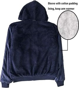 <b>Men's</b> <b>Navy</b> Blue Hooded Zip-Up <b>Fleece</b> Sweatshirt Regular Fit Solid Color Casual Winter Wear 100% Cotton Knitted Breathable - Product Image 4
