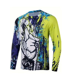 เสื้อตกปลาแขนยาวผู้ชาย พิมพ์ลายแบบซับลิเมชั่น แห้งเร็ว UPF 50 โพลีเอสเตอร์ 100% เสื้อผ้าสำหรับกิจกรรมกลางแจ้ง - Product Image 1