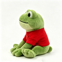 Peluche grenouille verte mignonne avec chemise rouge, peluche grenouille assise douce, peluche grenouille de dessin animé pour enfants et cadeaux