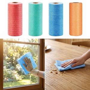 Eco Friendly Nonwoven Disposable Kitchen Towel Roll <b>Easy</b> Tearing-<b>off</b> Super Absorbent Glass Table Cleaning Cloths Direct Factory - Product Image 6