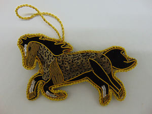 Decoraciones de Lujo para Navidad, Adornos Colgantes Decorativos, Decoraciones de Lujo para Árboles de Navidad, Caballo Corriendo Bordado a Mano - Product Image 5