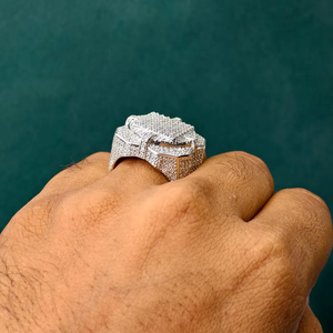 Anillo Octogonal Premium con Incrustaciones de Moissanita, Plata de Ley 925, Estilo Hip Hop para Hombre, Joyería de Lujo para Fiestas, Regalo - Product Image 4