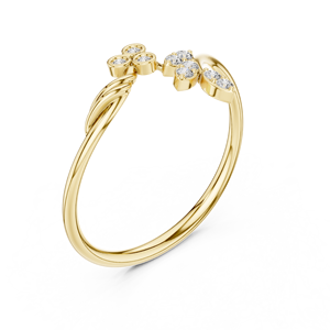 Anillos de oro macizo de 14k para mujer con diamantes de corte redondo minimalistas de diseñador floral, para regalo, compromiso, aniversario, boda - Product Image 4