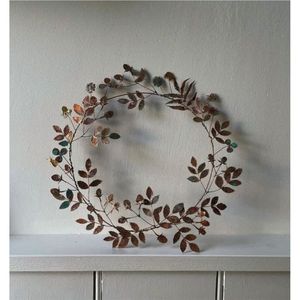 Antique Gold Metal Clover <b>Wall</b> Wreath Handmade Iron Floral Door Wreath Luxury Wedding Party Event <b>Decor</b> Wholesale <b>Flower</b> Garland - Product Image 3