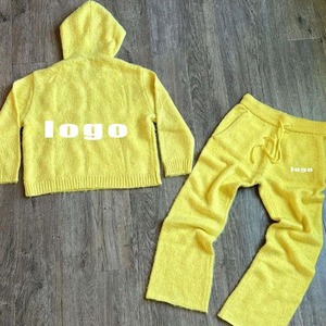 Custom Logo <b>Men</b> Mohair Brushed Knit Tracksuit Intarsia <b>Wool</b> Blend Jacquard <b>Men's</b> Knit <b>Sweater</b> - Product Image 5