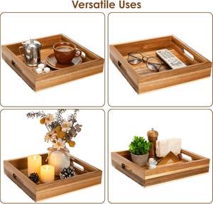 Plateau décoratif carré pour la décoration de la maison, porte-bougie de table de cuisine, marron - Product Image 3