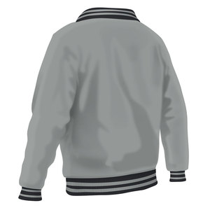 Chaqueta Varsity Gris para Hombre, con Cierre, Cuello Alto, Estilo Béisbol, Resistente al Viento, Informal, para Otoño - Product Image 2