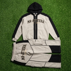Custom Solid Winter 100% Cotton Drawstring Hoodie and Cargo <b>Sweatpants</b> <b>Set</b> Men Oversized Streetwear Tracksuit - Product Image 5