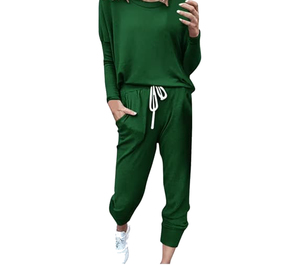 Premium Quality Two Piece Plain Color Women Tracksuit Street Wear Two-Piece Set Casual 100% Cotton Running Full Length Ladies - Product Image 2