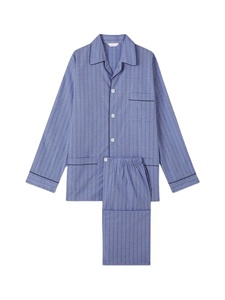 Conjunto de pijama de algodón 100% personalizado para hombre, camisa de manga larga de dos piezas, pantalones transpirables, bolsillos de secado rápido, ropa de descanso cómoda OEM - Product Image 2