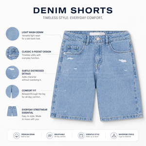 Nouveaux shorts en jean déchirés taille haute pour femmes et hommes, style streetwear, bleu clair, effet usé, vintage, Bermuda, personnalisables - Product Image 5