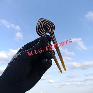Épingle à cheveux en corne de buffle naturelle, couleur brun clair, écologique, faite à la main, moderne, DIY, durable, accessoire - Product Image 6