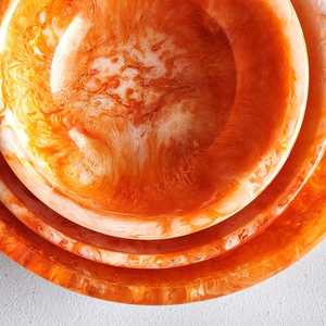 Ensemble de bols en résine écologiques faits à la main, design classique marbré orange, finition polie, pour servir les aliments, cadeau de mariage, occasion spéciale - Product Image 6