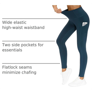 High Waist Solid Color <b>Leggings</b> Women Full Length Stretch Breathable Yoga Pants Sporty Activewear Seamless Knitted Fit - Product Image 2