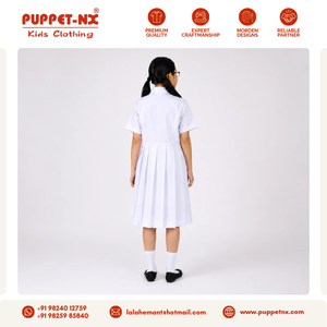 Robe d'uniforme scolaire plissée blanche de qualité supérieure pour filles, manches courtes, robe plissée - Product Image 6