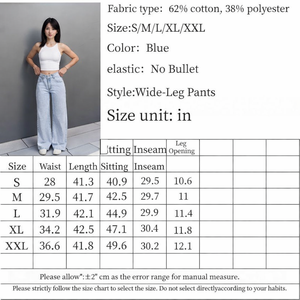 OEM 100 Cotton Low Waisted Straight Leg Jeans Womens Light Blue Wide Leg Denim Pants Cross Border Classy Jeans - Product Image 6