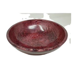 Bol et plat décoratifs en résine de forme ronde de couleur marron, fabriqués à la main en Inde - Product Image 1