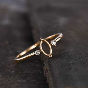 Solid 925 Sterling Silver Marquise <b>Ring</b> Setting for Loose Gemstone Dainty Prong Semi Mount Engagement <b>Ring</b> <b>Blank</b> Mounting - Product Image 5