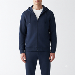 Ensemble de survêtement pour homme, nouveau style, couleur contrastée, à capuche, fermeture éclair, manches longues, vêtements décontractés, tissu en coton respirant, streetwear d'hiver - Product Image 6