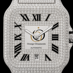 Reloj de Moissanita para Hombre, con Incrustaciones de Diamantes, Mecánico Automático, Números Romanos, Acero Inoxidable, Reloj de Pulsera de Lujo - Product Image 1