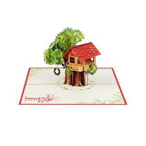 Carte de vœux personnalisée en 3D avec maison dans les arbres, fournisseur OEM ODM - Product Image 3