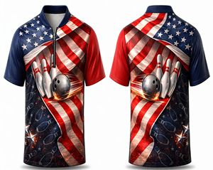 Premium Custom Unisex Stand Collar Sublimation <b>Polyester</b> Breathable Eco-Friendly Quick Dry USA Flag Design E-Sports Gaming <b>Shirt</b> - Product Image 1