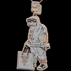 Colgante de Mono de Dibujos Animados Chapado en Oro Rosa de Gran Venta con Bolsa y Logotipo SD, Micro Pavé de Diamantes Moissanita, Amuleto de Joyería Hip Hop para Hombre - Product Image 6