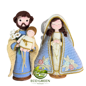 Poupée religieuse en crochet de la Vierge Marie avec couronne et chapelet, figurine de prière catholique faite à la main, décoration d'autel chrétien, cadeau - Product Image 3