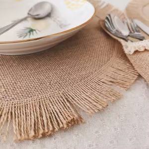 Posavasos de Yute Natural de Primera Calidad, Decoración Rústica Bohemia para Mesa, Juego de Portavasos, Precio al por Mayor - Product Image 5