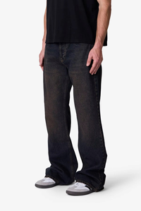 Jeans en denim pour hommes de haute qualité, personnalisés en coton, marque américaine Highstreet, taille mi-haute, coupe évasée, respirants, lavage vintage, style Y2K - Product Image 5