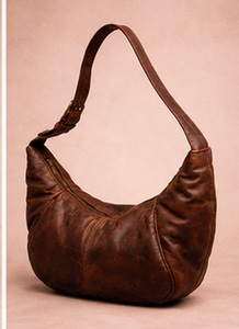 Sac Hobo Croissant en Cuir Véritable Marron Premium pour Femme, Sac à Bandoulière Souple Vintage, Sac à Main Tendance, OEM ODM - Product Image 3